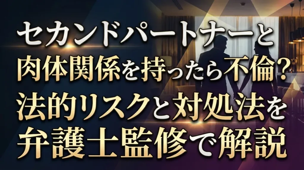 セカンドパートナーと肉体関係を持ったら不倫？法的リスクと対処法を弁護士監修で解説