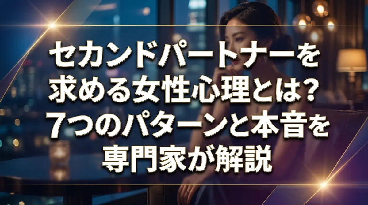 セカンドパートナーを求める女性心理とは？7つのパターンと本音を専門家が解説