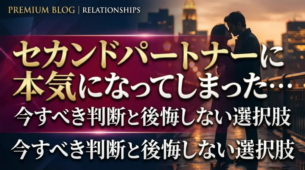 セカンドパートナーに本気になってしまった…今すべき判断と後悔しない選択肢