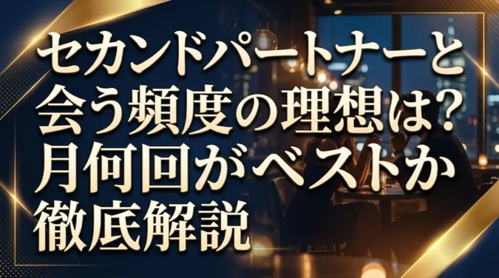 セカンドパートナーと会う頻度の理想は？月何回がベストか徹底解説