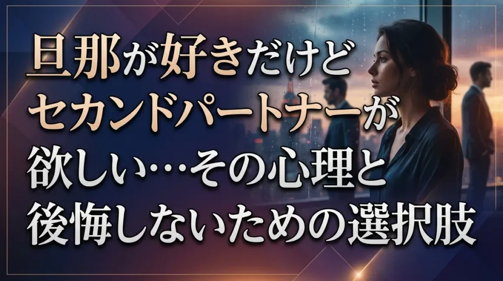 旦那が好きだけどセカンドパートナーが欲しい…その心理と後悔しないための選択肢