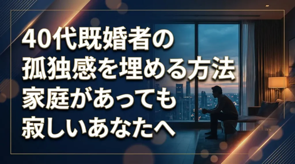 40代既婚者の孤独感を埋める方法｜家庭があっても寂しいあなたへ