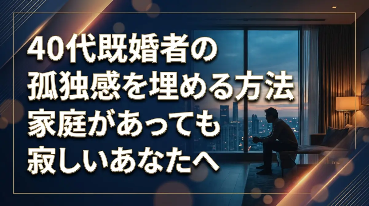 40代既婚者の孤独感を埋める方法｜家庭があっても寂しいあなたへ