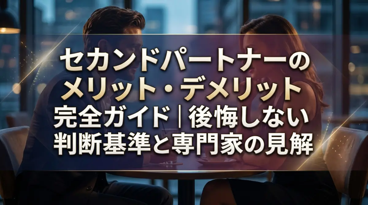 セカンドパートナーのメリット・デメリット完全ガイド｜後悔しない判断基準と専門家の見解