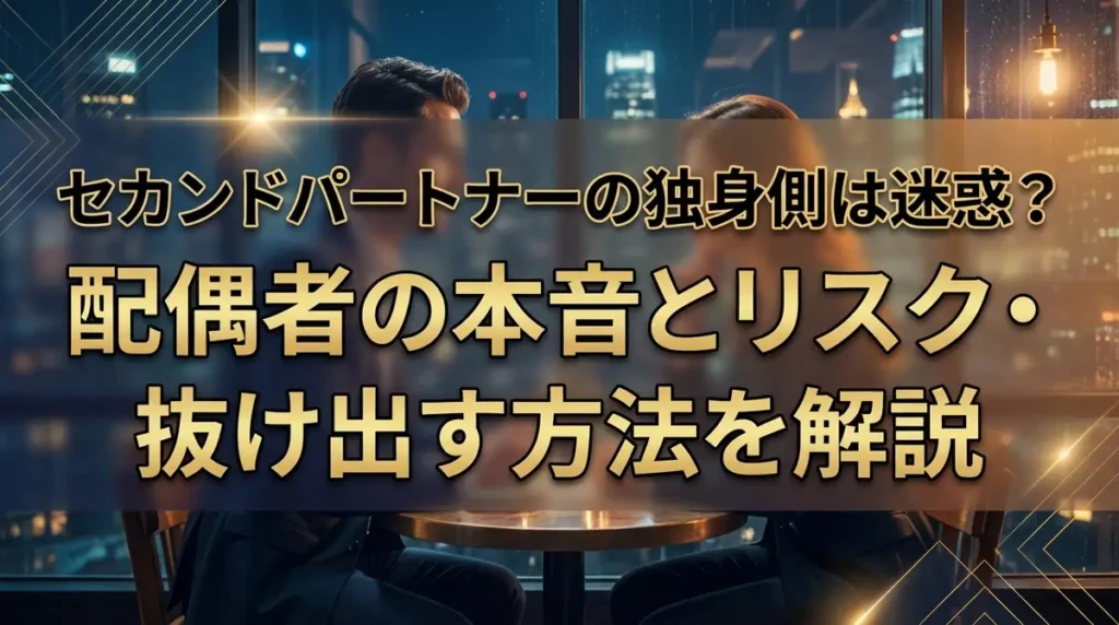 セカンドパートナーの独身側は迷惑？配偶者の本音とリスク・抜け出す方法を解説